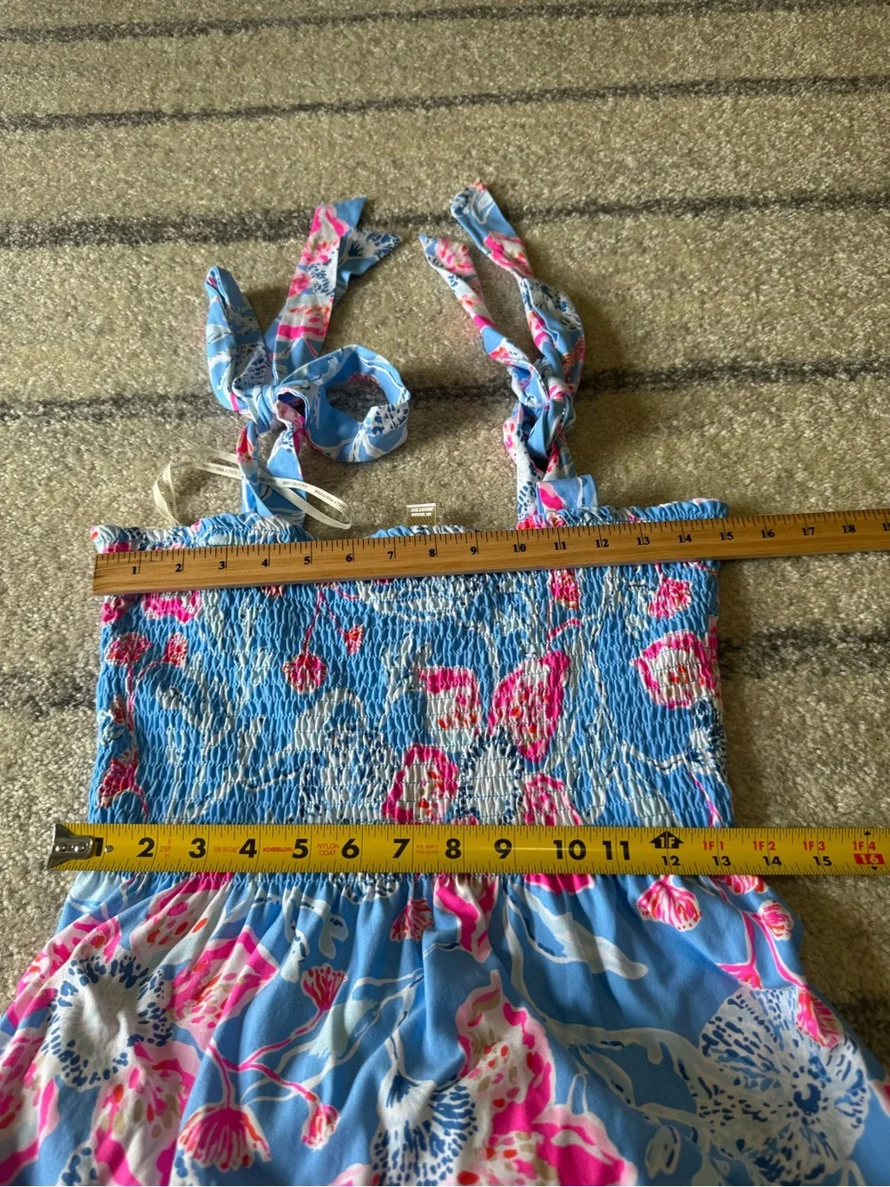 Lilly Pulitzer Blue Floral Maxi Dress with Pink Accents - Picture 8 of 9